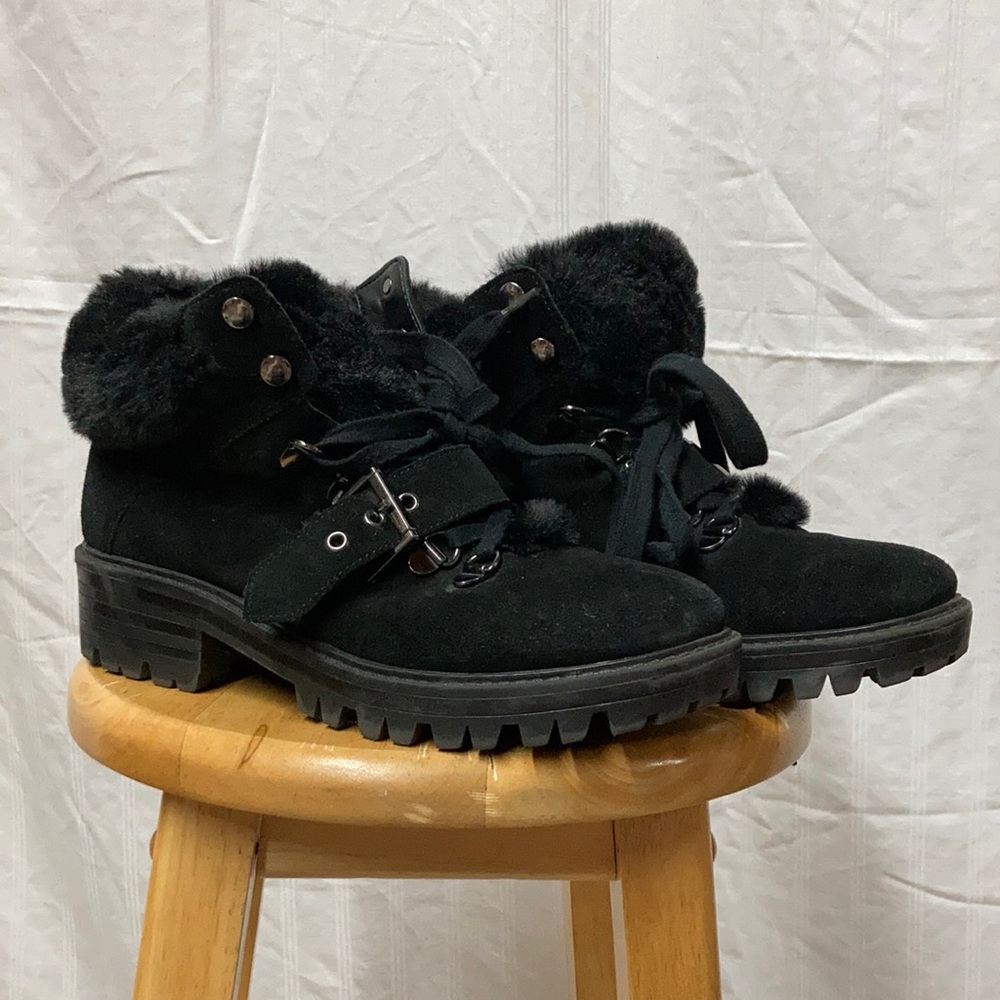 Kendall + Kylie | Black Faux Fur Ankle Boots